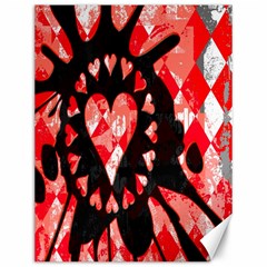 Love Heart Splatter Canvas 12  X 16  (unframed) by ArtistRoseanneJones