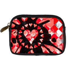 Love Heart Splatter Digital Camera Leather Case by ArtistRoseanneJones