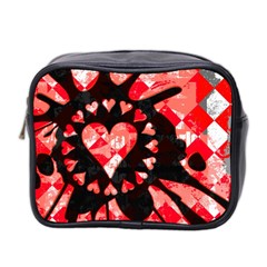 Love Heart Splatter Mini Travel Toiletry Bag (two Sides)