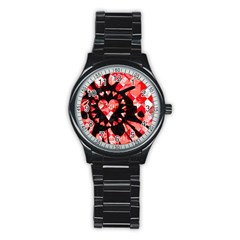 Love Heart Splatter Sport Metal Watch (black)