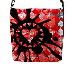 Love Heart Splatter Flap Closure Messenger Bag (l)