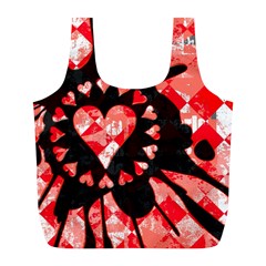 Love Heart Splatter Reusable Bag (l) by ArtistRoseanneJones