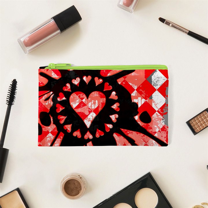 Love Heart Splatter Cosmetic Bag (XS)