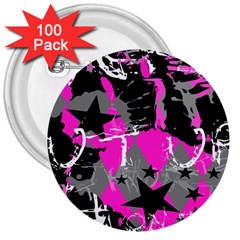 Pink Scene kid 3  Button (100 pack)