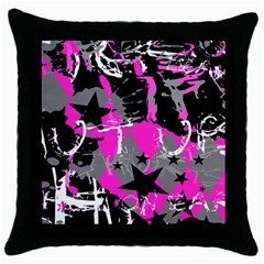 Pink Scene Kid Black Throw Pillow Case by ArtistRoseanneJones