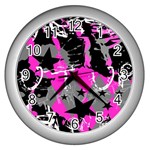 Pink Scene kid Wall Clock (Silver) Front