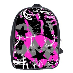 Pink Scene Kid School Bag (large) by ArtistRoseanneJones