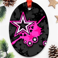 Pink Star Graphic Oval Ornament by ArtistRoseanneJones