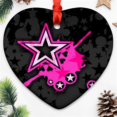 Pink Star Graphic Heart Ornament by ArtistRoseanneJones