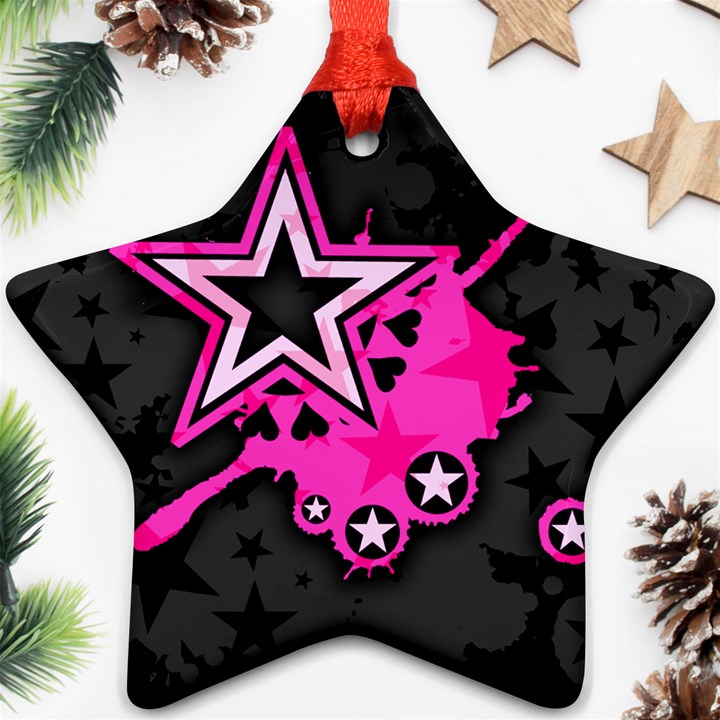 Pink Star Graphic Star Ornament