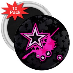 Pink Star Graphic 3  Button Magnet (10 Pack) by ArtistRoseanneJones