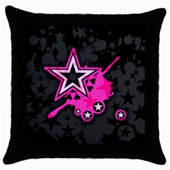 Pink Star Graphic Black Throw Pillow Case by ArtistRoseanneJones