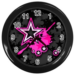 Pink Star Graphic Wall Clock (black)