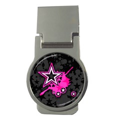 Pink Star Graphic Money Clip (round) by ArtistRoseanneJones