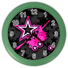 Pink Star Graphic Wall Clock (color)