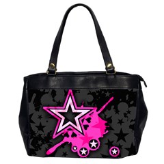 Pink Star Graphic Oversize Office Handbag (two Sides) by ArtistRoseanneJones