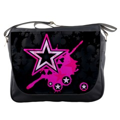 Pink Star Graphic Messenger Bag by ArtistRoseanneJones