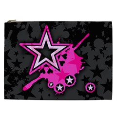 Pink Star Graphic Cosmetic Bag (xxl) by ArtistRoseanneJones