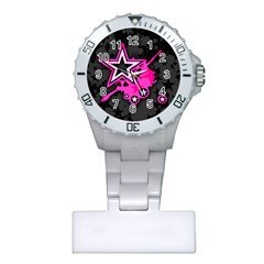 Pink Star Graphic Nurses Watch by ArtistRoseanneJones