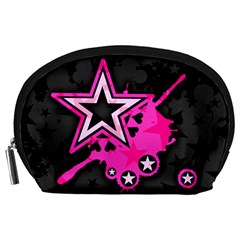 Pink Star Graphic Accessory Pouch (large) by ArtistRoseanneJones