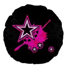 Pink Star Graphic Large 18  Premium Flano Round Cushion 