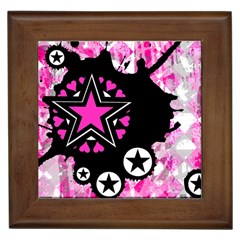 Pink Star Splatter Framed Ceramic Tile