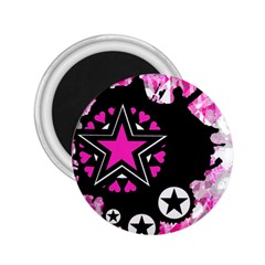 Pink Star Splatter 2 25  Button Magnet