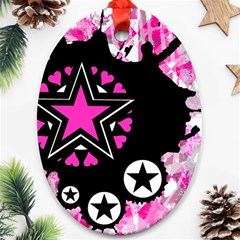 Pink Star Splatter Oval Ornament by ArtistRoseanneJones