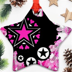 Pink Star Splatter Star Ornament by ArtistRoseanneJones