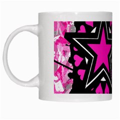 Pink Star Splatter White Coffee Mug by ArtistRoseanneJones