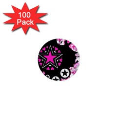 Pink Star Splatter 1  Mini Button (100 Pack)