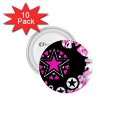 Pink Star Splatter 1 75  Button (10 Pack)