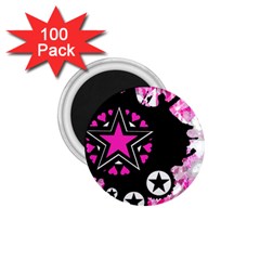 Pink Star Splatter 1 75  Button Magnet (100 Pack)