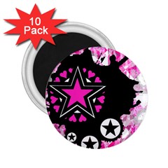 Pink Star Splatter 2 25  Button Magnet (10 Pack) by ArtistRoseanneJones