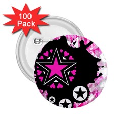 Pink Star Splatter 2 25  Button (100 Pack)