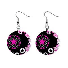 Pink Star Splatter Mini Button Earrings