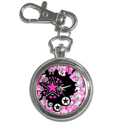 Pink Star Splatter Key Chain Watch