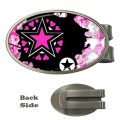 Pink Star Splatter Money Clip (oval) by ArtistRoseanneJones