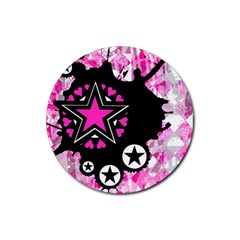 Pink Star Splatter Drink Coasters 4 Pack (round)