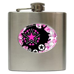 Pink Star Splatter Hip Flask by ArtistRoseanneJones