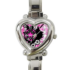 Pink Star Splatter Heart Italian Charm Watch 