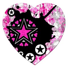 Pink Star Splatter Jigsaw Puzzle (heart) by ArtistRoseanneJones