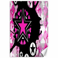 Pink Star Splatter Canvas 12  X 18  (unframed)