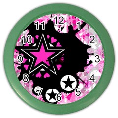 Pink Star Splatter Wall Clock (color)