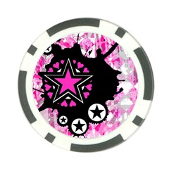 Pink Star Splatter Poker Chip (10 Pack)