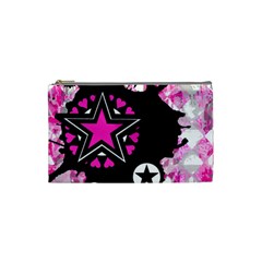 Pink Star Splatter Cosmetic Bag (small) by ArtistRoseanneJones