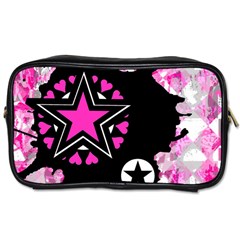 Pink Star Splatter Travel Toiletry Bag (two Sides)