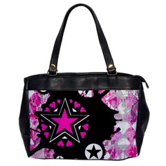 Pink Star Splatter Oversize Office Handbag (one Side)