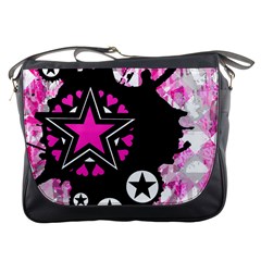 Pink Star Splatter Messenger Bag by ArtistRoseanneJones