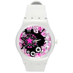 Pink Star Splatter Plastic Sport Watch (medium)